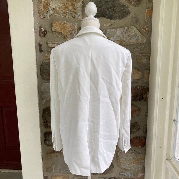 Cinq à Sept Margo Ruffle Front Long Line Blazer Jacket White $525 Women's 8 - Picture 7 of 11